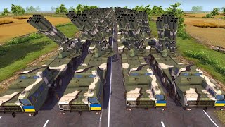 300 Ukrainian 9К58 SMERCH MLRS destroyed a military convoy in Kharkiv MOWAS2 Battle Simulation [upl. by Ynogoham]