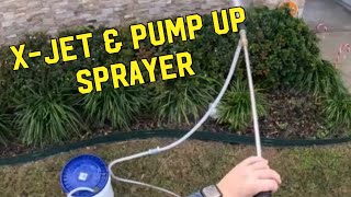 Washing a house with a pump up sprayer and x jet [upl. by Yuht605]