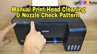 How to Perform Print Head Cleaning and Nozzle Check Pattern in Epson L3110 without using Computer [upl. by Bittencourt]