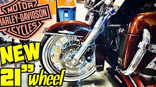 NEW 21inch WHEEL on my HARLEY [upl. by Aunson427]