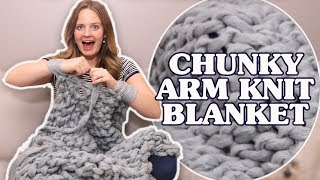 DIY Arm Knit Chunky Blanket [upl. by Busch382]