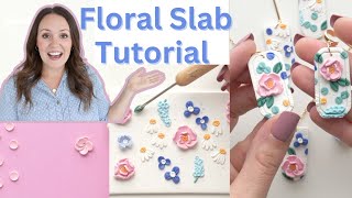 POLYMER CLAY EARRINGS FOR BEGINNERS  POLYMER CLAY FLORAL SLAB FOR BEGINNERS  POLYMER CLAY SLAB [upl. by Zahara]