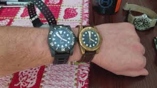 Helson Shark Diver 45 Forged Carbon Fiber SIZE Comparison with 42mm [upl. by Hamer814]