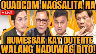 QUADCOM RUMESBAK KAY DUTERTE HON ACE BARBERS PUMALAG “WALANG NADUDUWAG DITO” [upl. by Aleina]