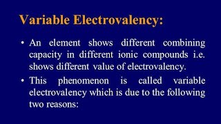 Variable Electrovalency and its Causes [upl. by Rourke]