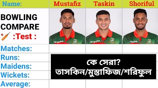 Mustafiz vs Taskin vs Shoriful  Test Bowling Compare  কে সেরা  টেস্ট ক্যারিয়ার  F1sportsnews [upl. by Efrem]