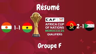 Niger 11 Ghana  Angola 21 Soudan  Qualifications Can 2025 [upl. by Nyladam]