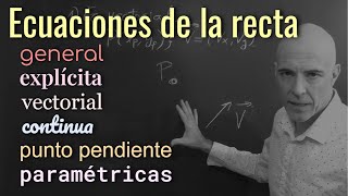 TODAS LAS ECUACIONES DE LA RECTA EXPLICADAS Vectorial paramétricas continua [upl. by Knowles]