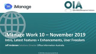 iManage Work 10 Updates  User Freedom  November 2019 [upl. by Sheelagh]