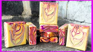 Secret Swirls Technique in Cold Process Soap  Soap Challenge Club  Feathers [upl. by Esinek335]