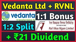 Vedanta Ltd  RVNL • Stocks Declared High Dividend Bonus amp Split With Ex Dates [upl. by Serra]