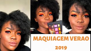 MAQUIAGEM VERÃO 2019 PARA PELE NEGRA [upl. by Nesaj584]