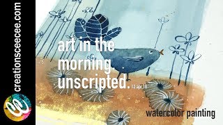 whimsical bird illustration  doodling with a brush [upl. by Chiarra]