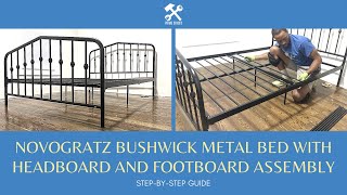 Novogratz Bushwick Metal Bed with Headboard and Footboard Assembly Instructions StepbyStep Guide [upl. by Nomed923]