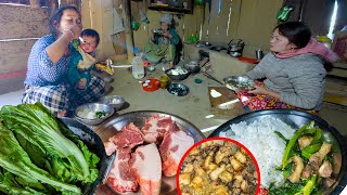 Pork amp Mustard RAYO Recipe with rice Cooking and eating in Village Kitchen  Village Food vlog [upl. by Atinal]