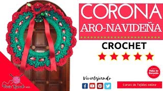 Como tejer Coronas navideñas a Crochet  Adornos navideños  Vivir tejiendo perú [upl. by Annetta570]