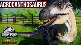 ACROCANTHOSAURUS  UNIQUE ANIMATIONS ALL SKINS NEW KILLS  Jurassic World Evolution [upl. by Enohsal]