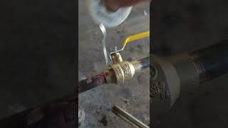 Soldering a Brass Ball Valve to Copper Pipe shorts [upl. by Harmon]