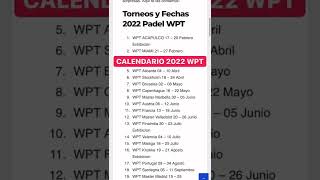 🚨🚨 CALENDARIO 2022 WPT WORLD PADEL TOUR OFICIAL  Link en la descripcion  Shorts [upl. by Neelav164]