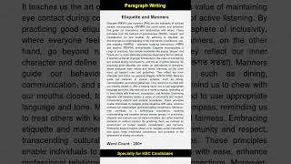 Paragraph  Etiquette and Manners  for HSC Students hscexam hsc paragraphwriting paragraph [upl. by Adnaloy48]