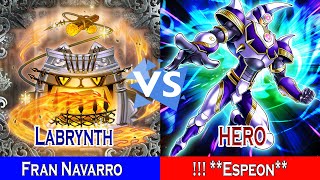 Labrynth Vs HERO  Fran Navarro Vs  Espeon  High Rated  Dueling Book [upl. by Raffaello441]