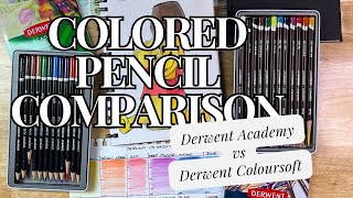 Derwent Coloursoft Colored Pencils vs Derwent Academy  The Great Colored Pencil Comparison [upl. by Ahcorb]