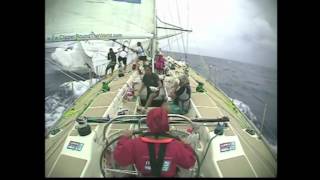 DerryLondonderry suffer spinnaker damage during Race 11 of the Clipper Race [upl. by Derward]