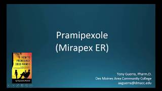 CC How to Pronounce pramipexole Mirapex ER Backbuilding Pharmacology [upl. by Bashemeth]