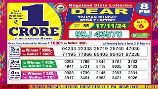 LIVE Lottery 800 PM Dear Nagaland state lottery live draw result 17112024  Lottery live [upl. by Anyaled]