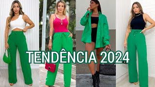 LOOK DE COR VERDE TENDÊNCIA 2024😱 tendências2024 1millionviews naoflopa modafeminina [upl. by Atkinson]