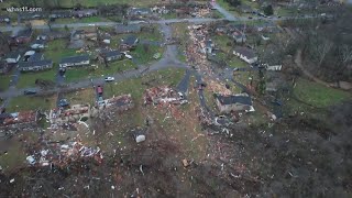 Just total devastation  Aerial view of tornado damage in Kentucky [upl. by Obala563]