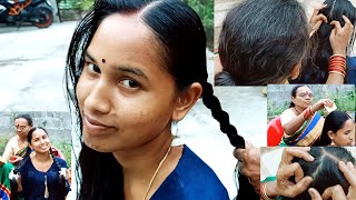 My Routine oiling Nitpicking  Lice Picking amp Combing Twin Braid Hairstyle by My Mother In Law [upl. by Ardrey]