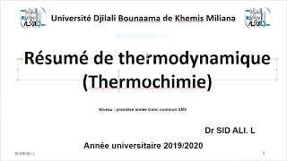 Résumé de thermodynamique [upl. by Acemat]