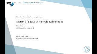 Workshop 2024 Lesson 3 Rietveld refinement basics [upl. by Marquita]