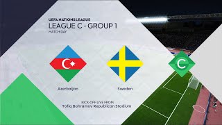 Azerbaijan vs Sweden  Tofiq Bahramov Republican Stadium  202425 UEFA Nations League  PES 2021 [upl. by Nikolia]