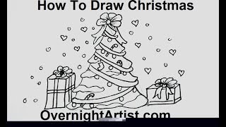 HOW TO DRAW CHRISTMAS TREE WITH ORNAMENTS EASY EASY WAY [upl. by Astor634]