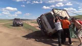 Catastrophic rollover Mongolia overland truck [upl. by Ehrman]