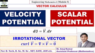 Velocity Potential Function  Scalar Potential in Vector Calculus  Scalar Potential Function [upl. by Htial775]