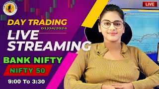 LIVE TRADING BANKNIFTY AND NIFTY50  1 APRIL  thetradingfemme nifty50 banknifty [upl. by Tootsie]