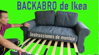 Instrucciones de montaje del sofá cama de dos plazas BACKABRO de Ikea [upl. by Mariele]