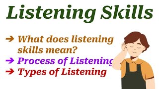 Listening Skills in Communication in HindiEnglishTypes of ListeningProcess of Listening [upl. by Jaffe]