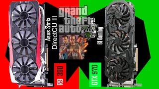 R9 390 Strix DirectCU III Vs GTX 970 G1 Gaming quotX8 GTA 5quot [upl. by Hsemar]