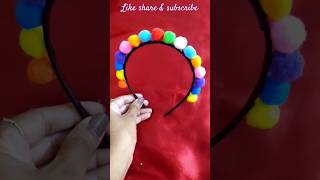 DIY Multicolor Pom pom Hairband😱shorts youtubeshorts shortvideo diy hairband festival hack [upl. by Ode]