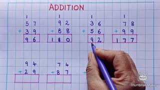 Addition  Addition of Two Digit Numbers with Carry Over  Addition with Carry Over [upl. by Esorrebma]