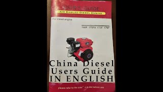 China Diesel Small Engine Owners Guide 168f 170fa 173f 176f [upl. by Ennirroc]