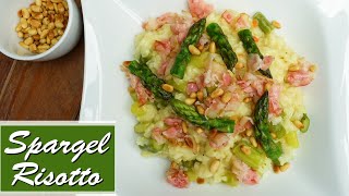 Risotto mit grünem Spargel Parmesan und Bacon  cremig amp sämig [upl. by Boar272]