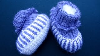 How to Sew Stockinette Stitches Baby booties [upl. by Edialeda]