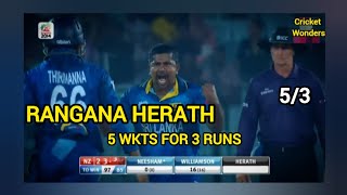 RANGANA HERATH GETTING 5 WICKETS FOR 3 RUNS FOR NEW ZEALAND 2014 [upl. by Lauretta364]