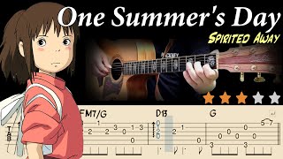 💗One Summers DaySpirited Away Ost 💗『ある夏の日』千と千尋の神隠しㅣEasy Fingerstyle Guitar TutorialㅣTABㅣGhibli Ost [upl. by Sherris]