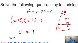 Solving Quadratic equations by factorising 1 [upl. by Anana]